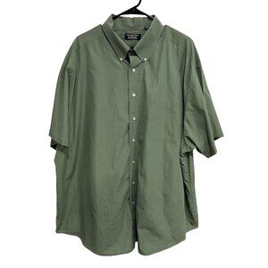 Roundtree & Yorke Pima Cotton Short Sleeve Button-Down Shirt Olive Green Sz 3X